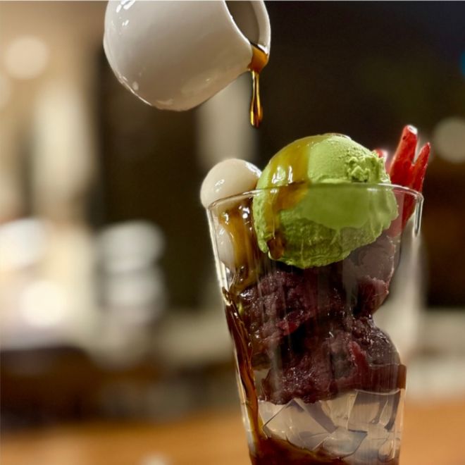大あんみつパフェ (抹茶アイス or ほうじ茶アイス)